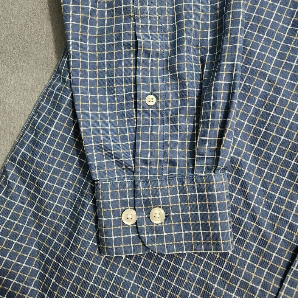 Duluth Trading Co. Dress Shirt Men M Blue Plaid Check Button Down Long Sleeve